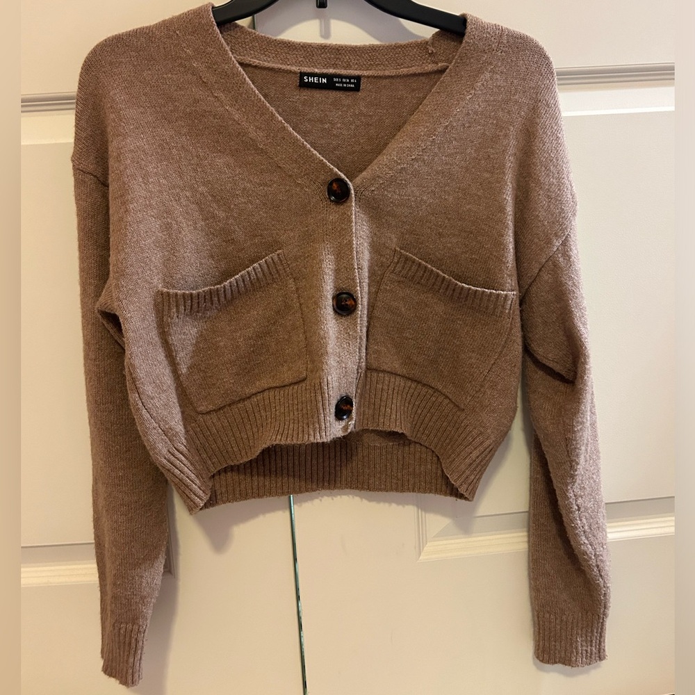 Cropped button up sweater
